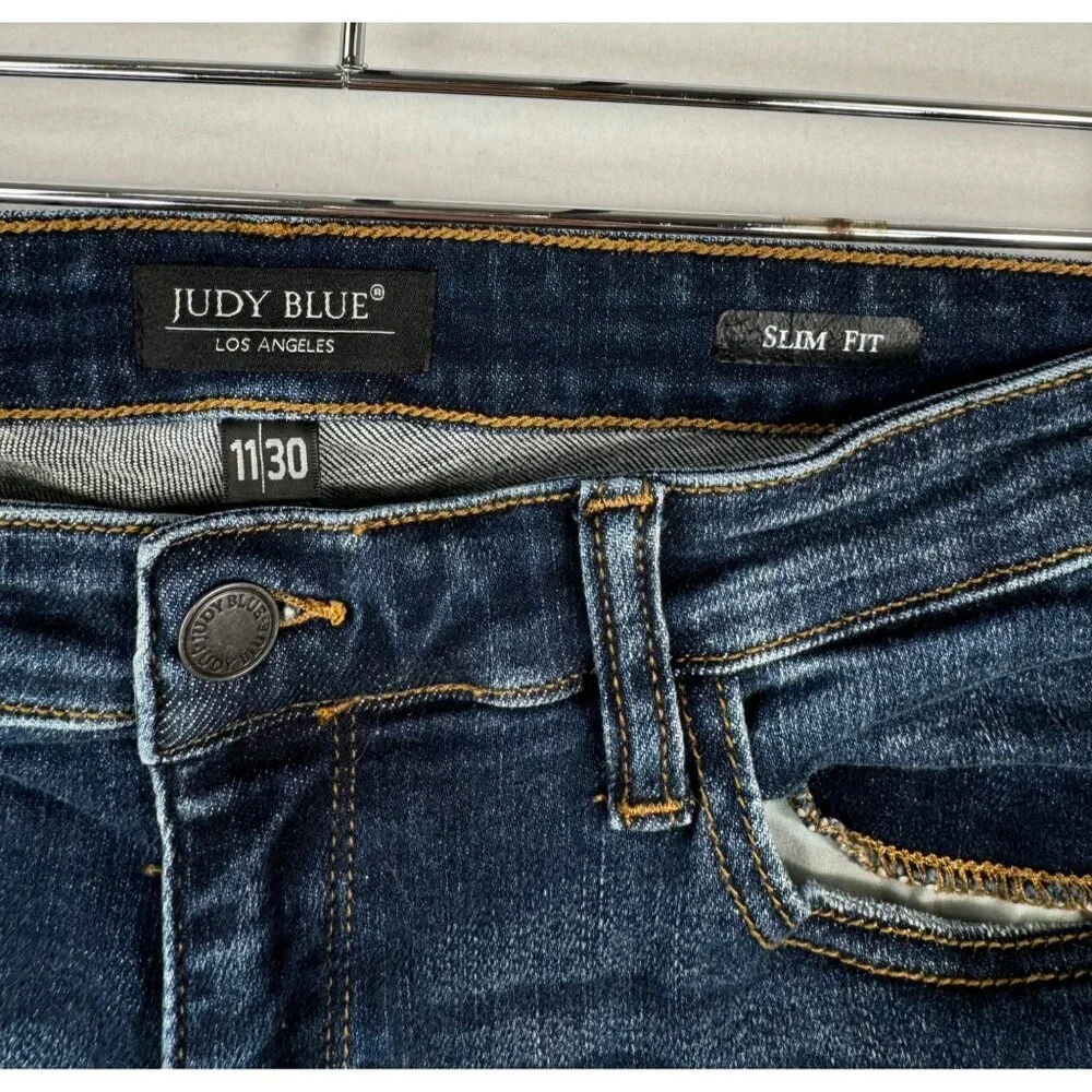 Judy Blue Slim fit distressed dark jeans skinny‎ stretchy sz 30